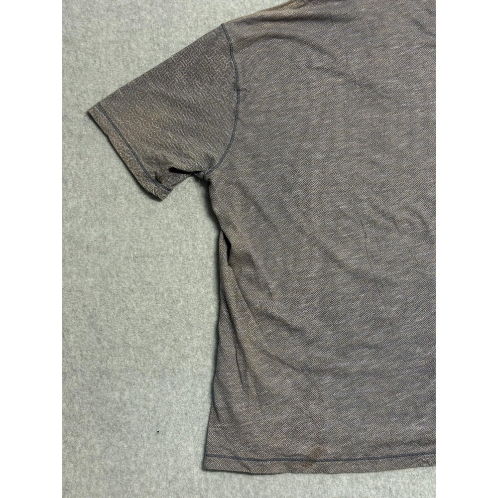 ROWM Polo Shirt Mens Large Gray Diamond Pattern Cotton Knit Short Sleeve - Picture 4 of 13